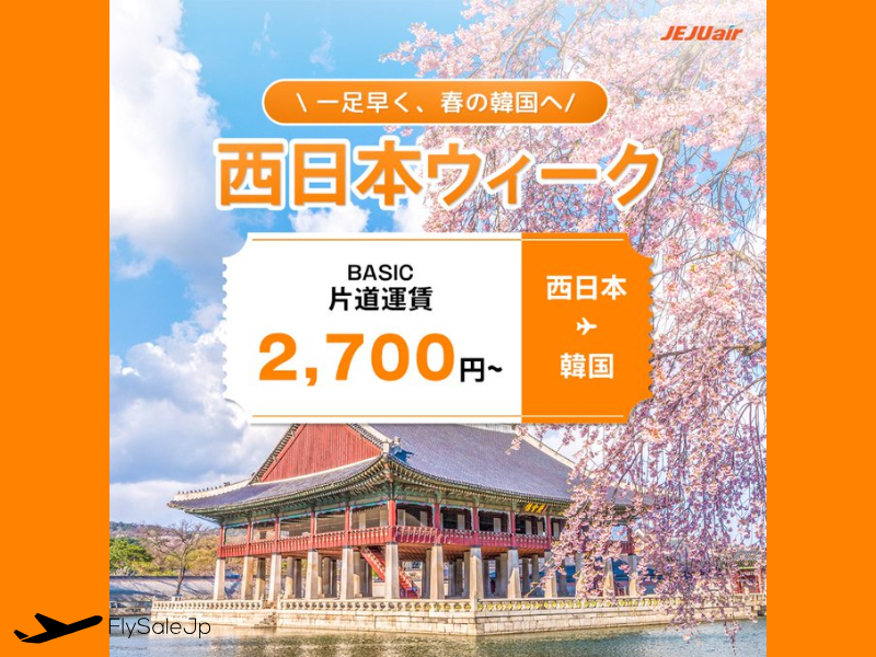 チェジュ航空「西日本ウィーク」セール✈️販売期間：11月6日〜11月18日／搭乗期間：12月1日〜3月28日 片道2,700円〜＆最大5％OFF！