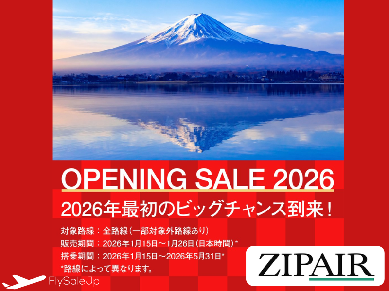 ZIPAIR Opening Sale 2026｜北米線が片道28,950円〜（販売1月15日～1月26日｜搭乗1月15日～5月31日）